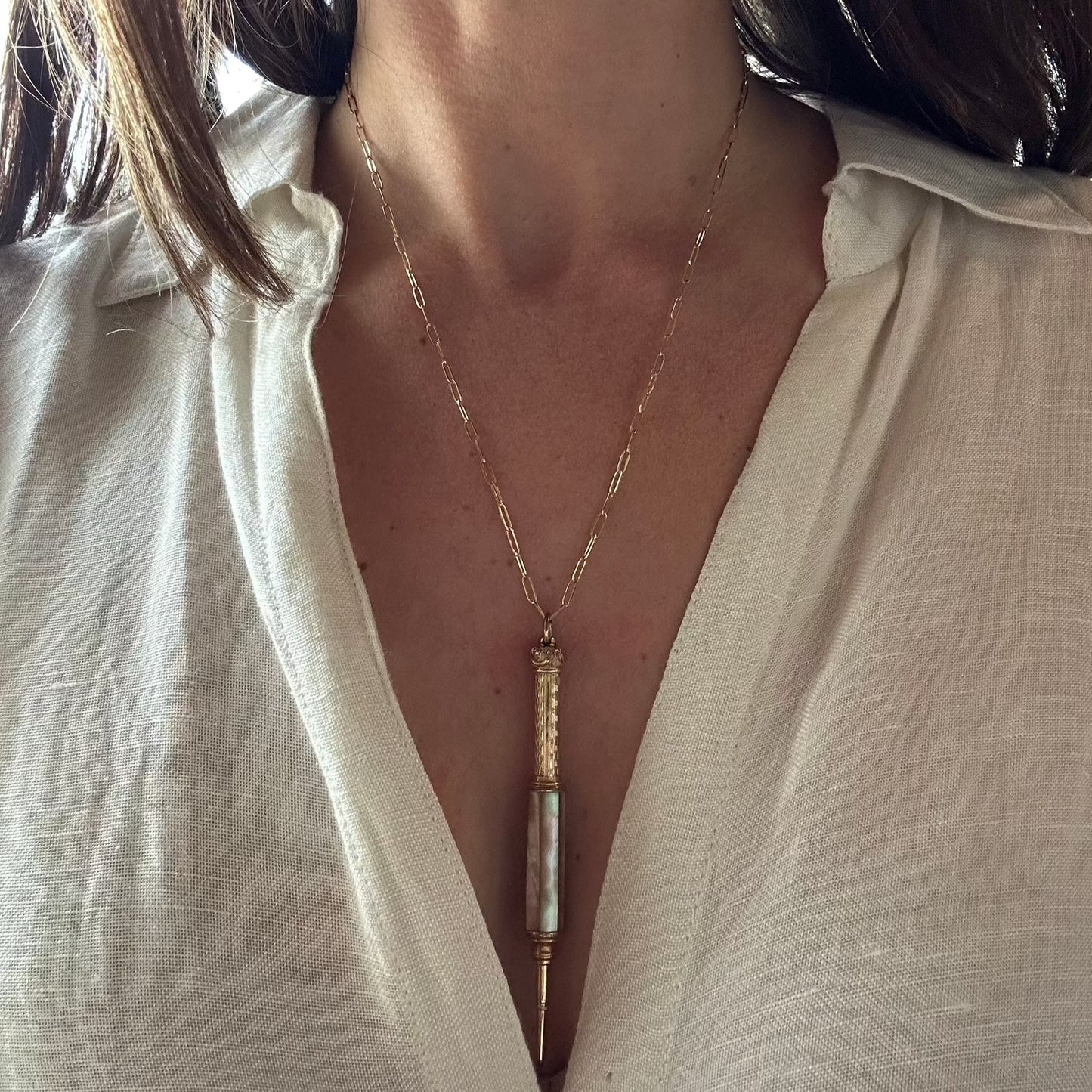 Victorian Mother of Pearl Pencil Charm