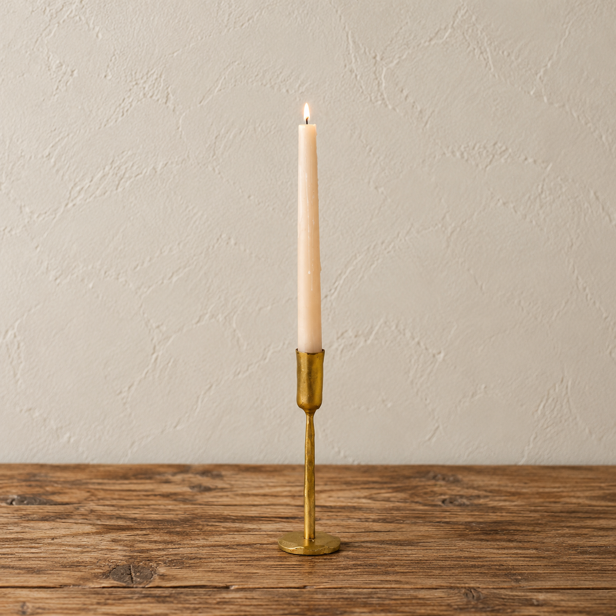 Gold Luna Forged Candlestick