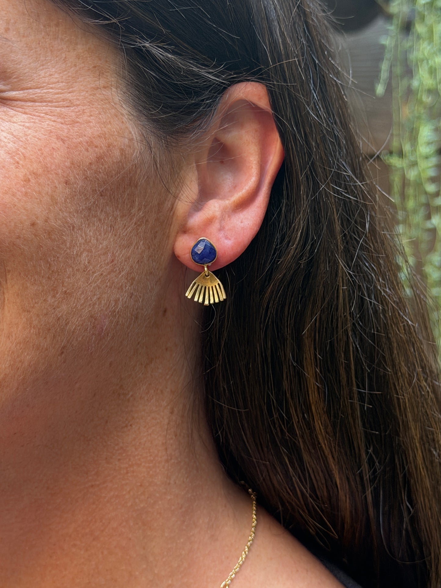 Raw Sapphire Anemone Earrings