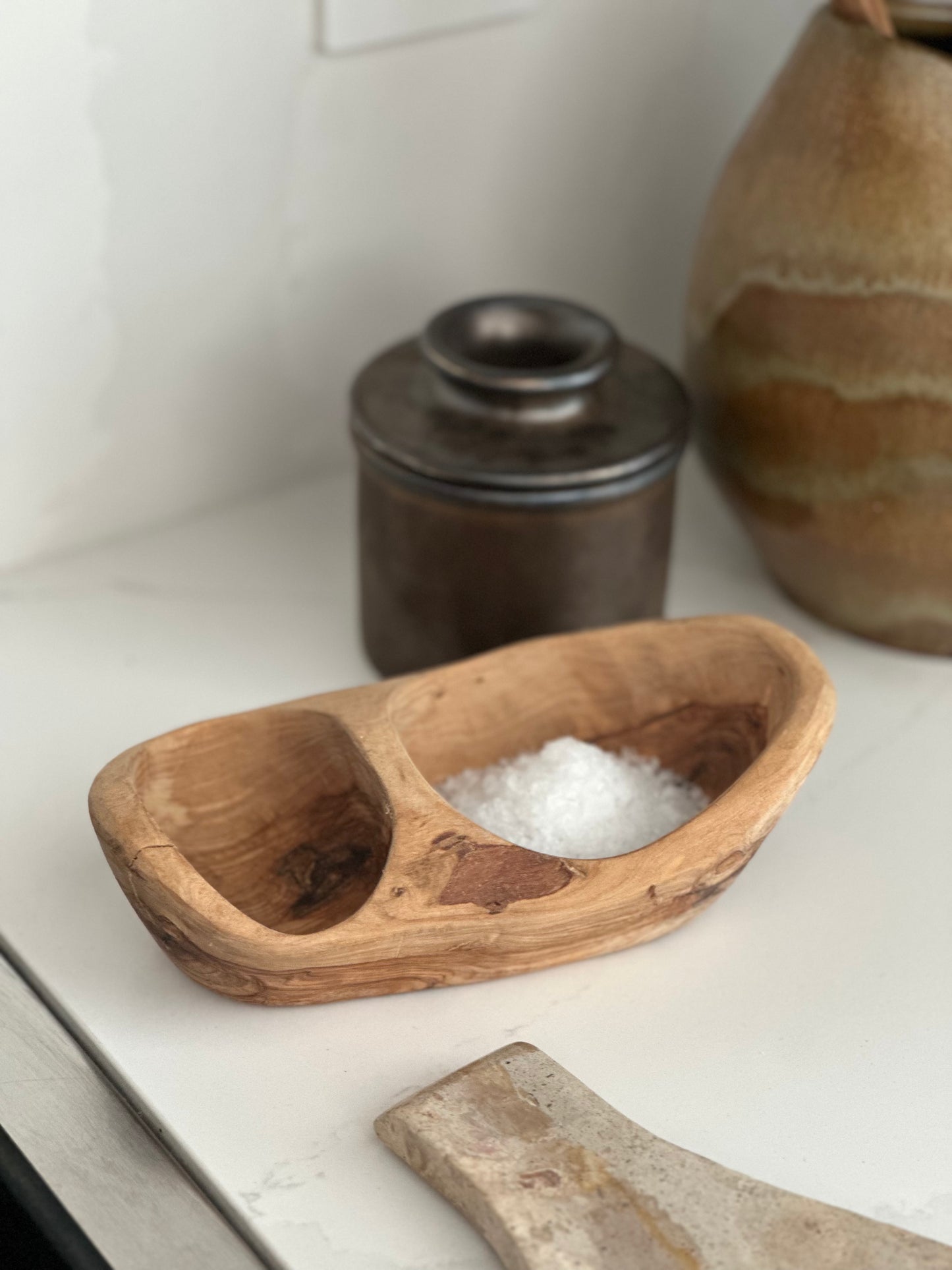 Double Olive Wood Small Bowl
