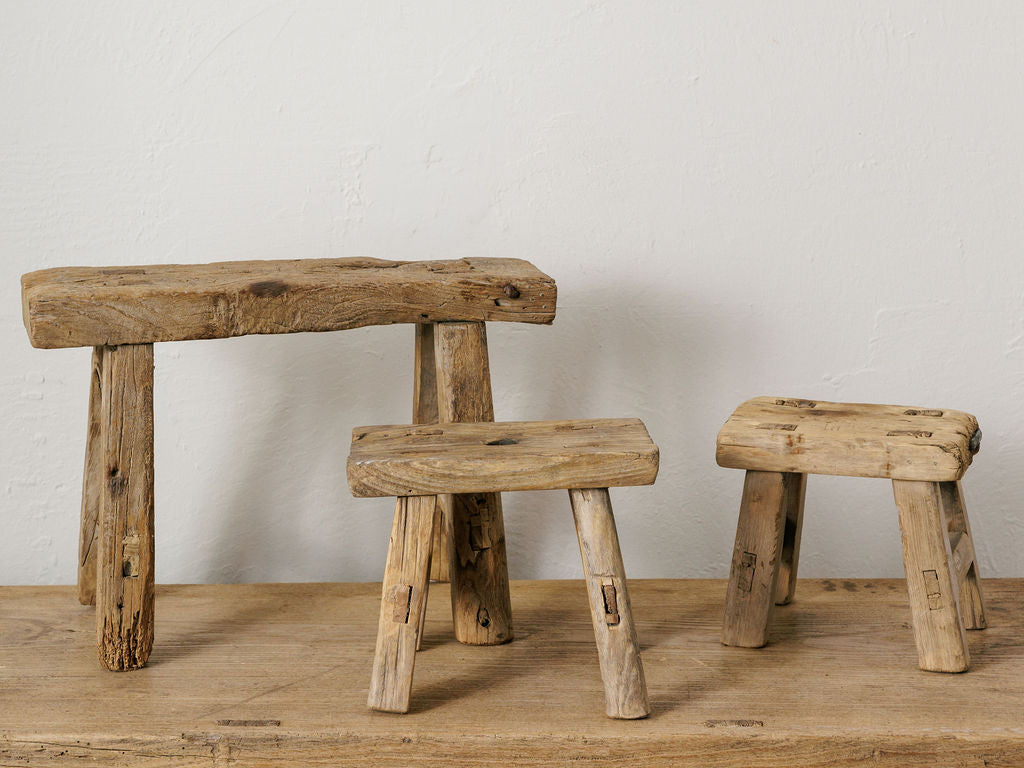 Vintage Reclaimed Small Elm Stool