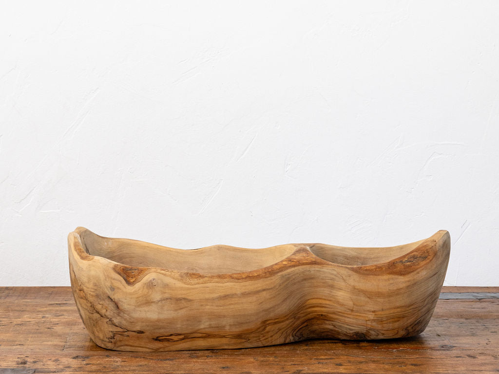 Irregular Long Olive Wood Bowl