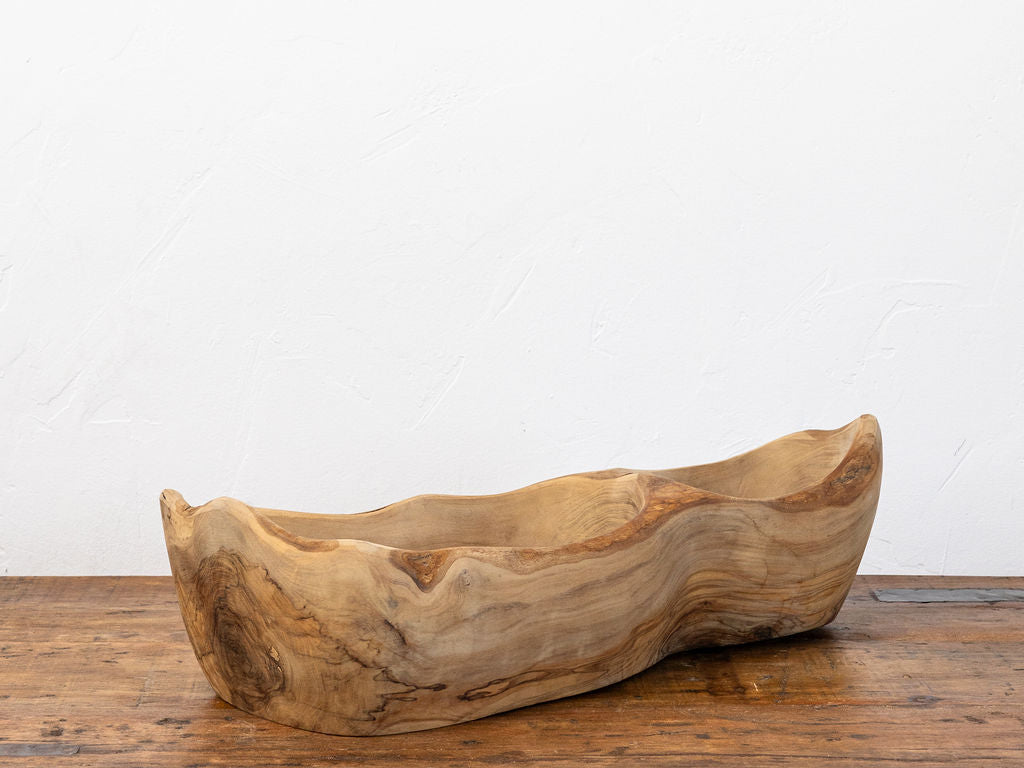 Irregular Long Olive Wood Bowl