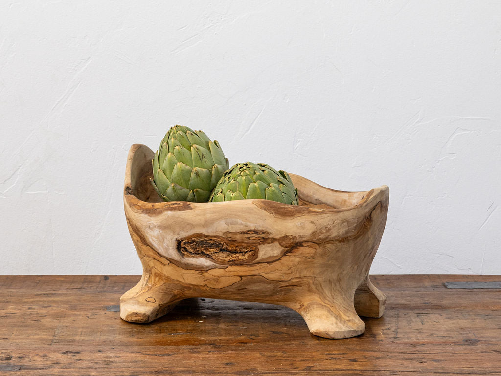 Irregular Footed Olive Wood Bowl