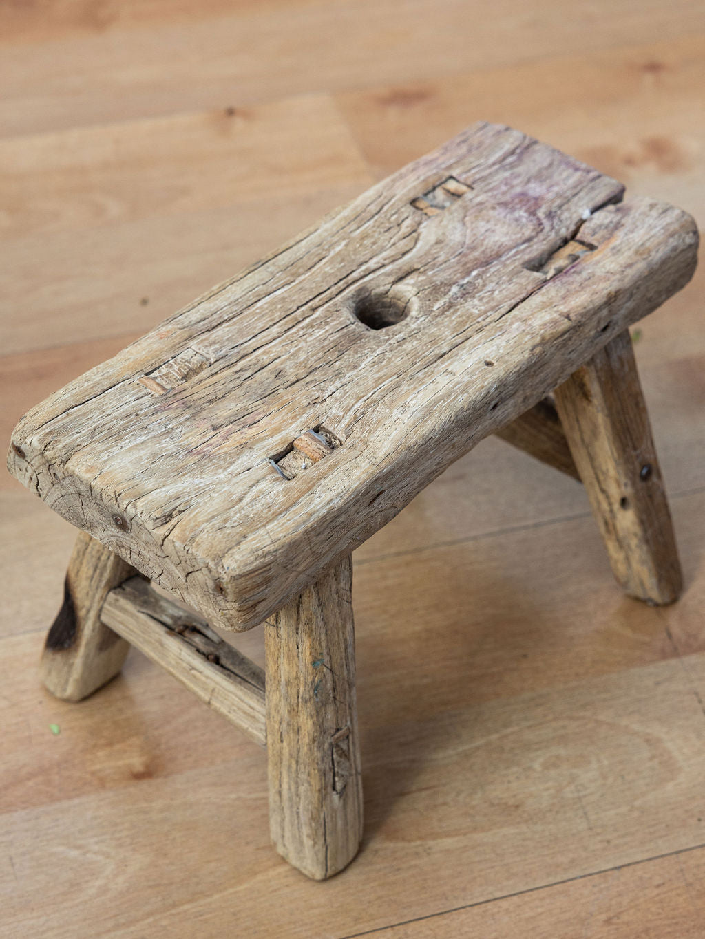 Vintage Reclaimed Small Elm Stool