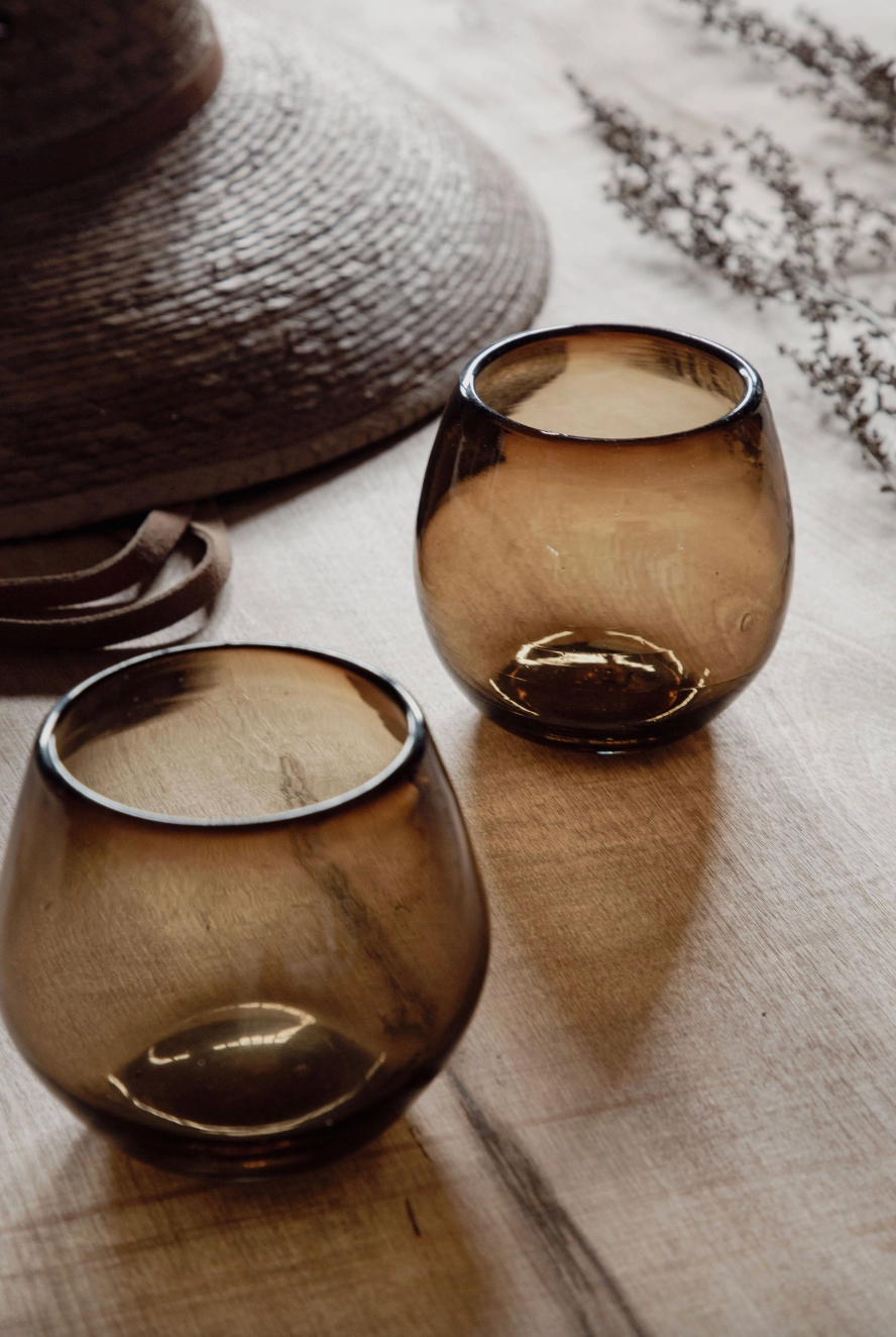 Ronde Blown Glass, Amber