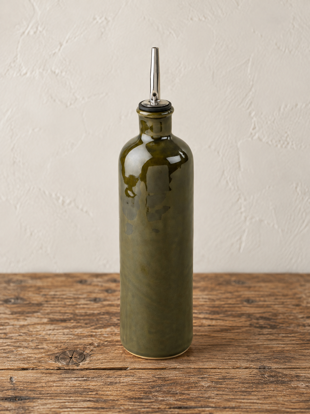 Olive Green Stoneware Olive Oil Cruet