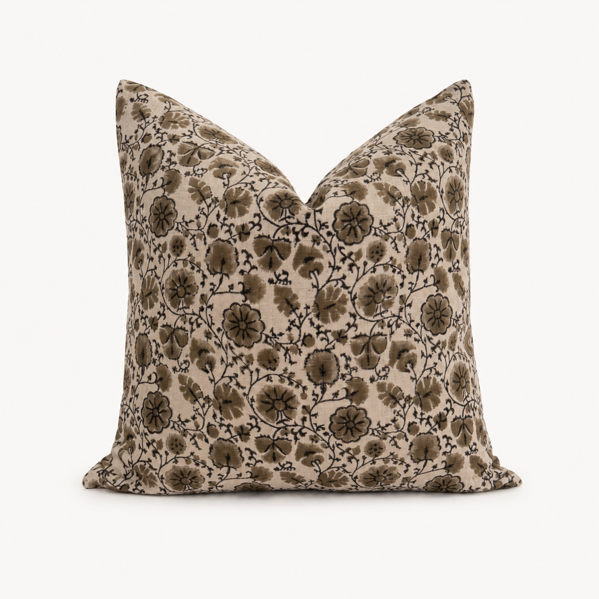 Elm Hand Block Print Floral Pillow