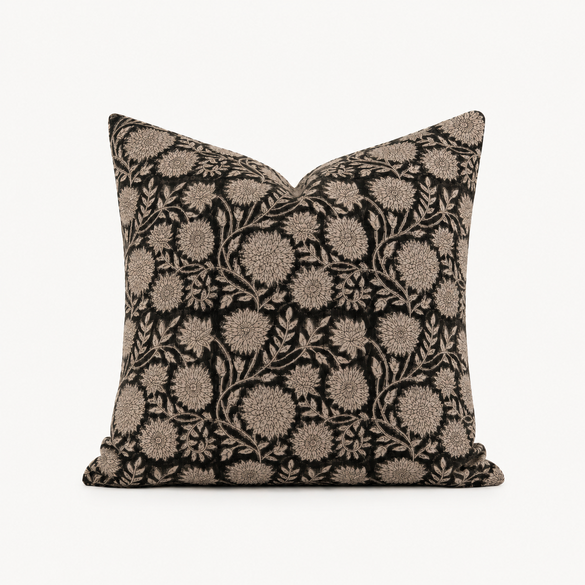 Rowan Hand Block Print Linen Floral Pillow