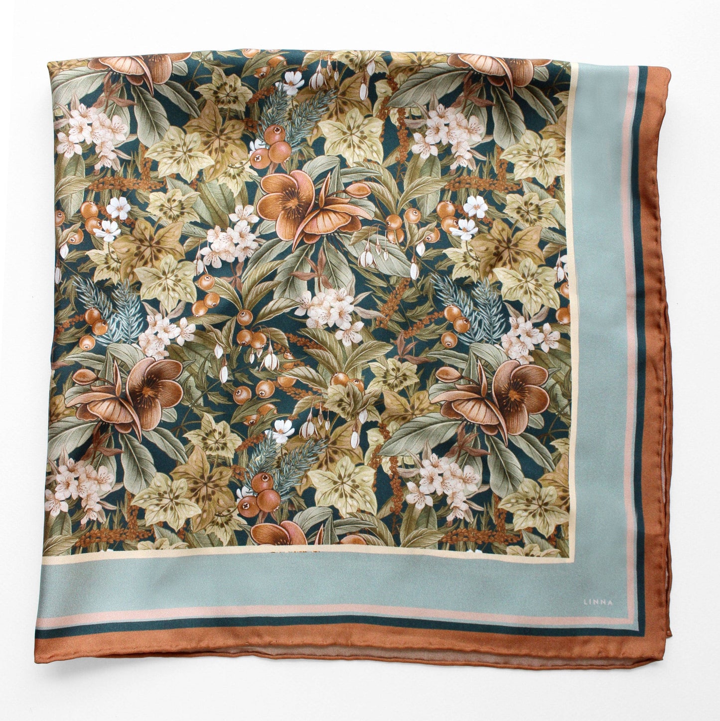 Silk Twill Scarf Midnight Hellebore