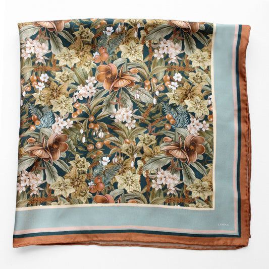 Silk Twill Scarf Midnight Hellebore