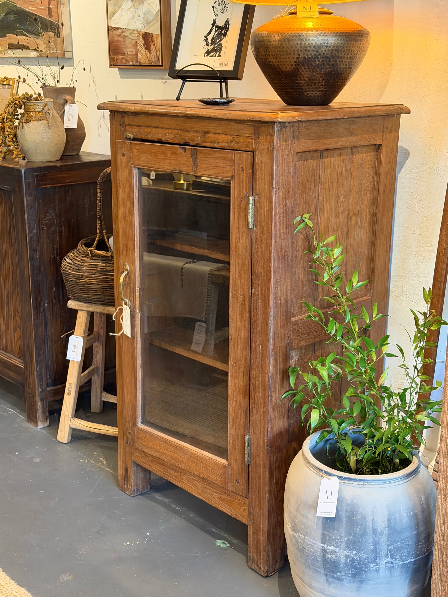 Wood and Glass Teak Cabinet III