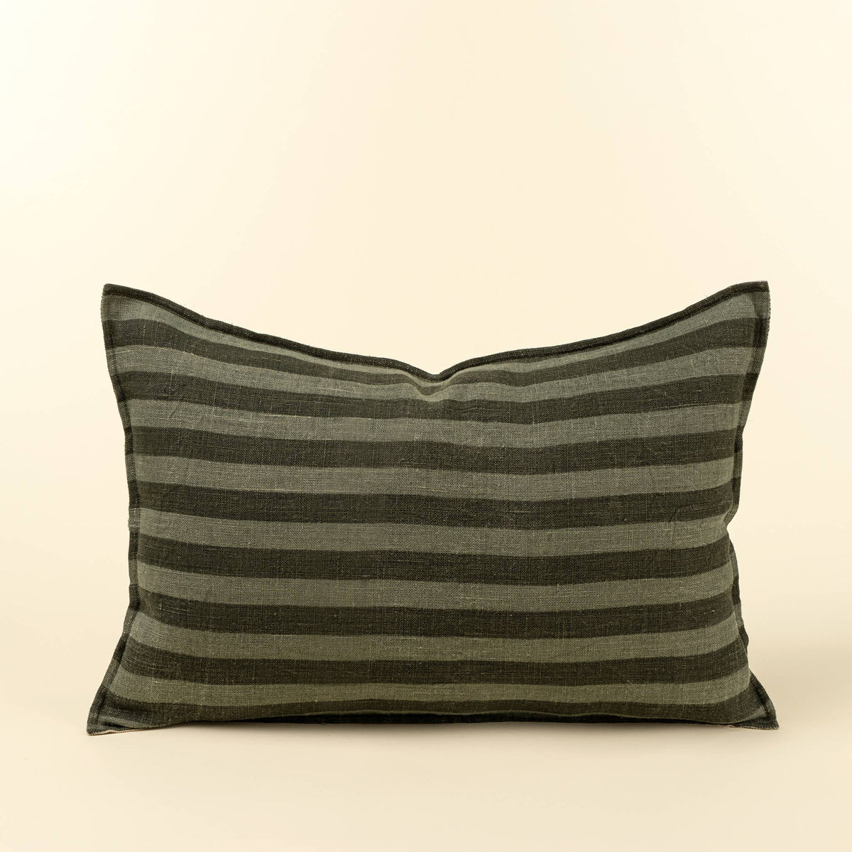 Sage Stripe Double Sided Linen Pillow