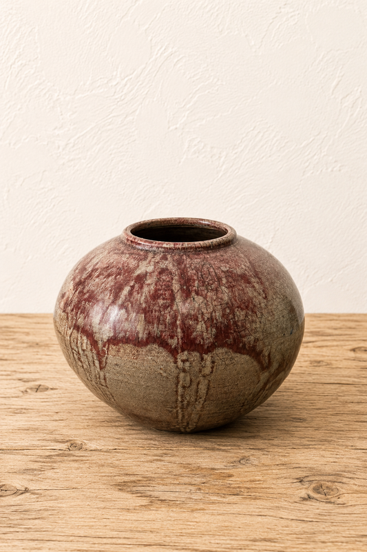Brown/Maroon Crackle Studio Pottery