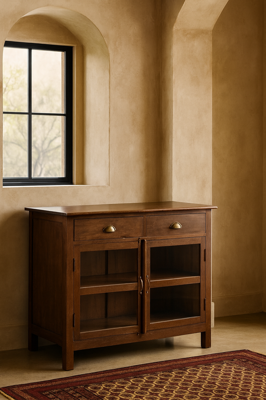 Wood and Glass Credenza