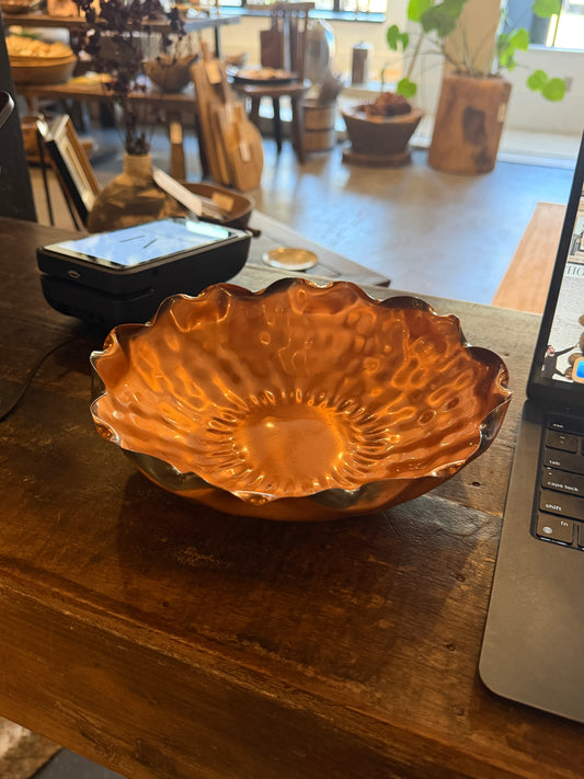 Handmade Copper Scalloped Bowl