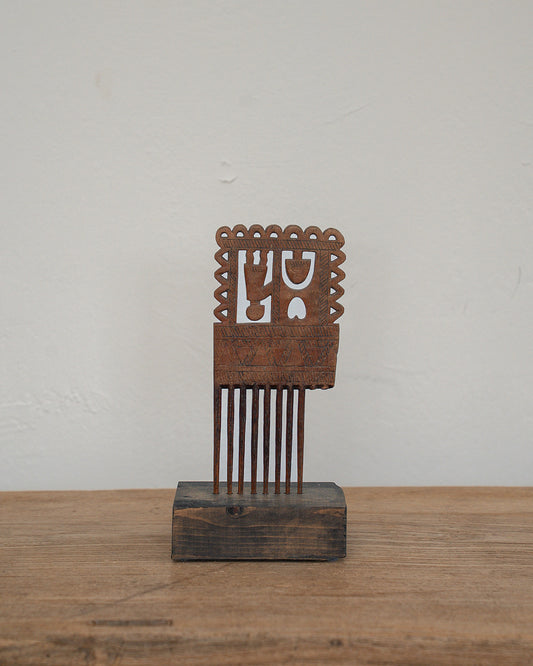 African Akan Ashanti Comb on Stand