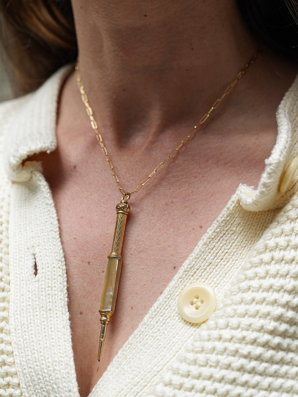 Victorian Mother of Pearl Pencil Charm