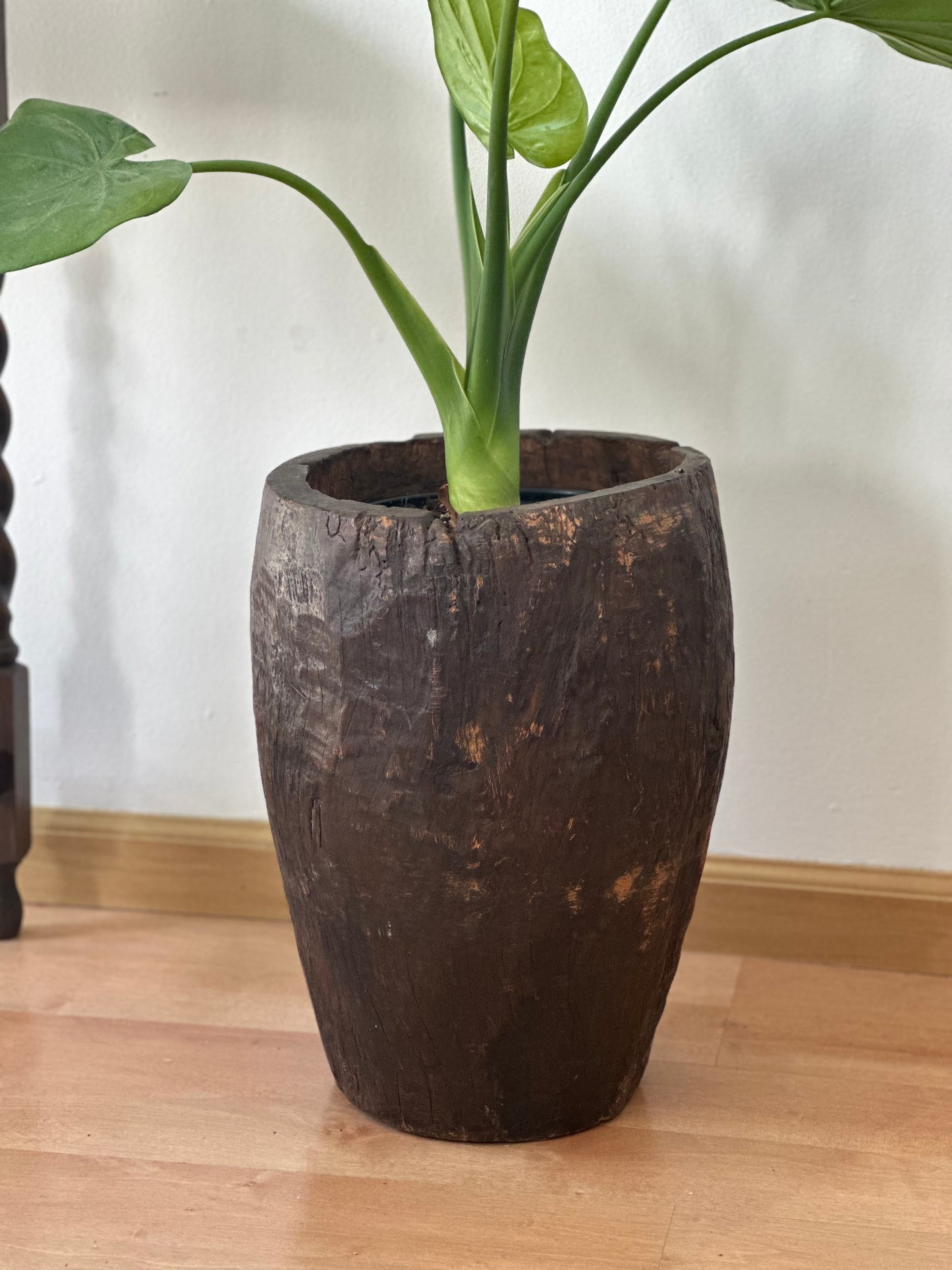 Hand-Carved Wooden Planter