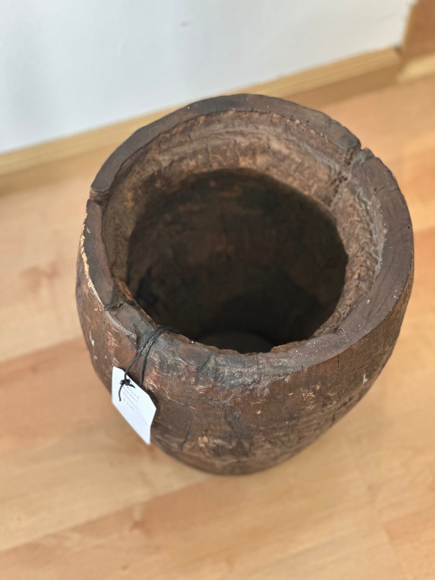 Hand-Carved Wooden Planter