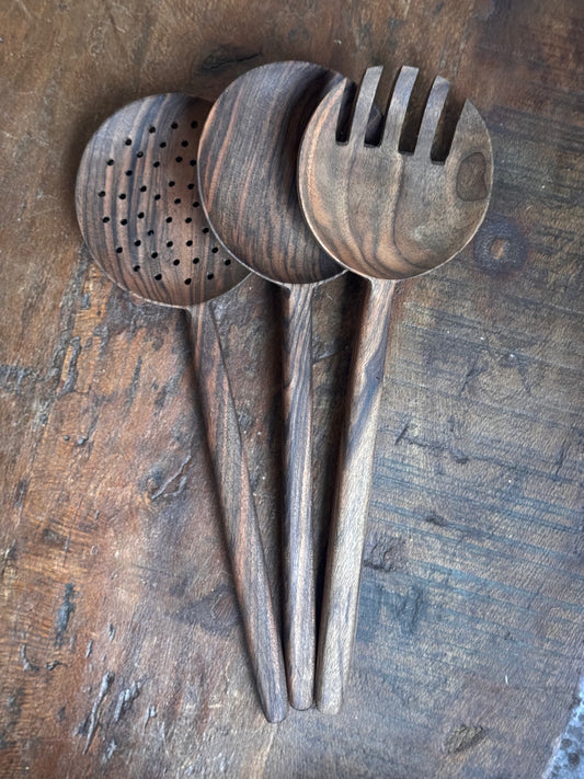 Walnut Long Handle Spoon - Set of 3