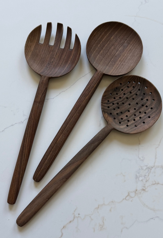 Walnut Long Handle Spoon - Set of 3
