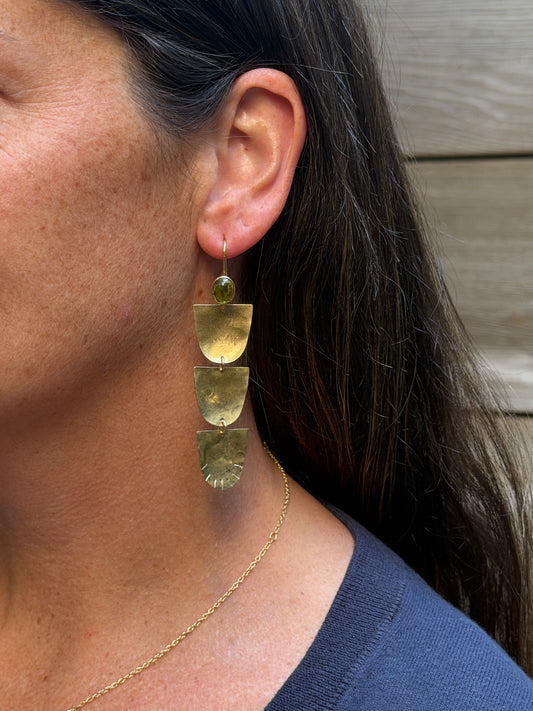 Peridot Triple Drop Earrings