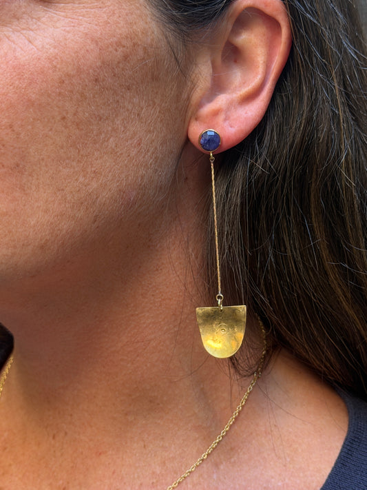Raw Sapphire Drop Earrings
