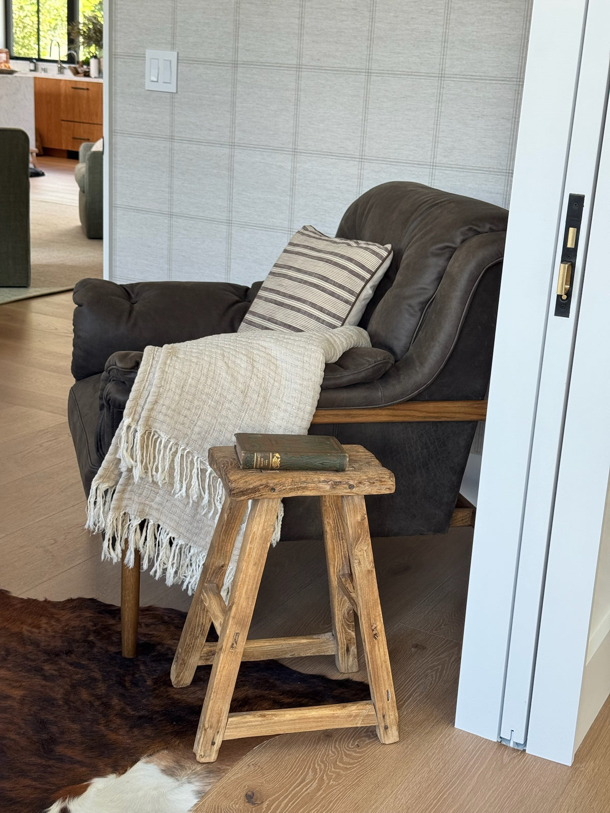 Vintage Reclaimed Tall Elm Stool - Rectangular
