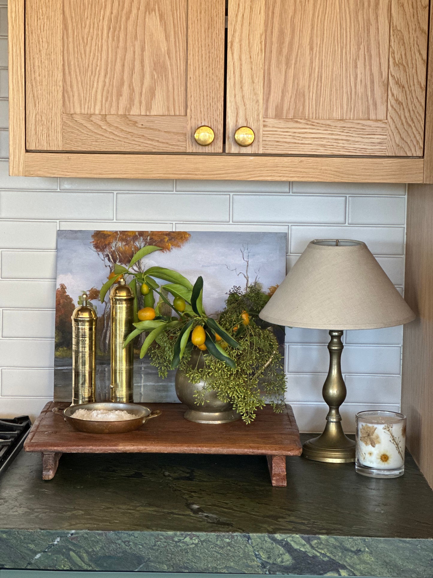 Large Rectangular Vintage Wood Bajot Riser
