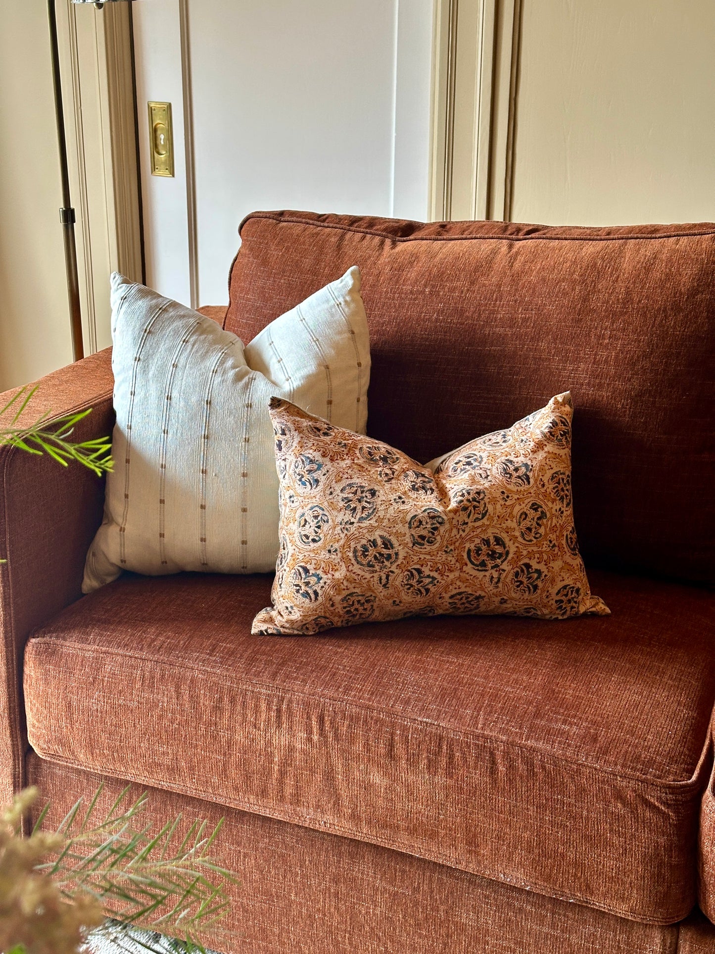 Woven Tan Stripe Pillow - Ridge