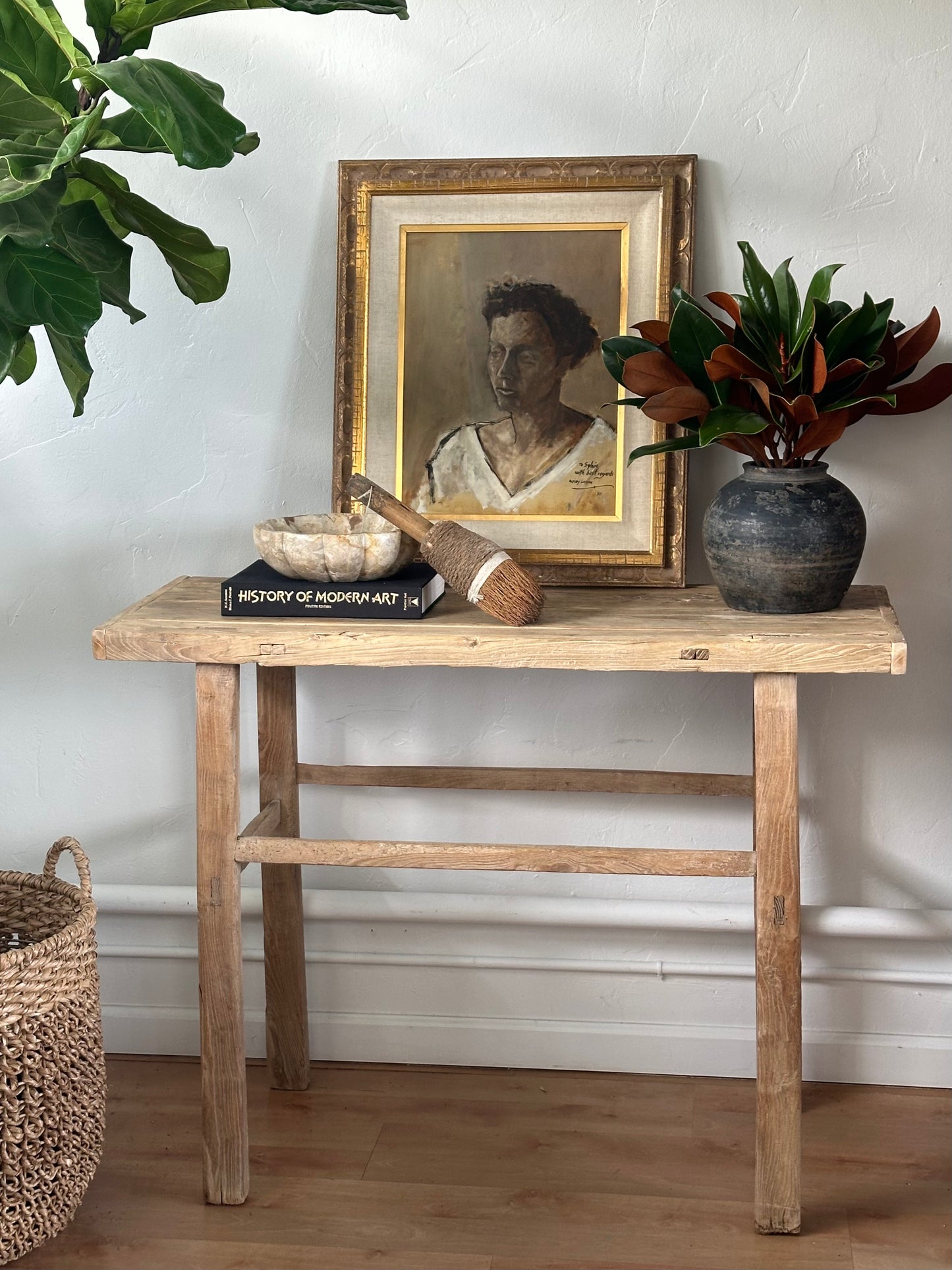 Reclaimed Elm Wood Console Table