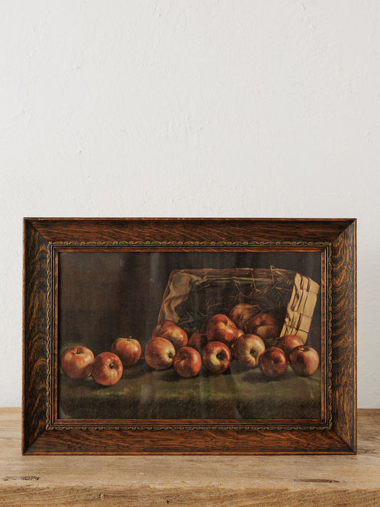 Apple Still Life Print in Wood Frame