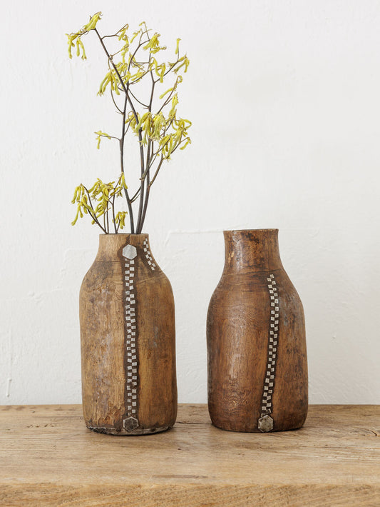 African Tutsi Jar with metal inlay