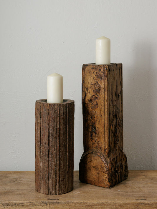 Wooden Pillar Candle Stand