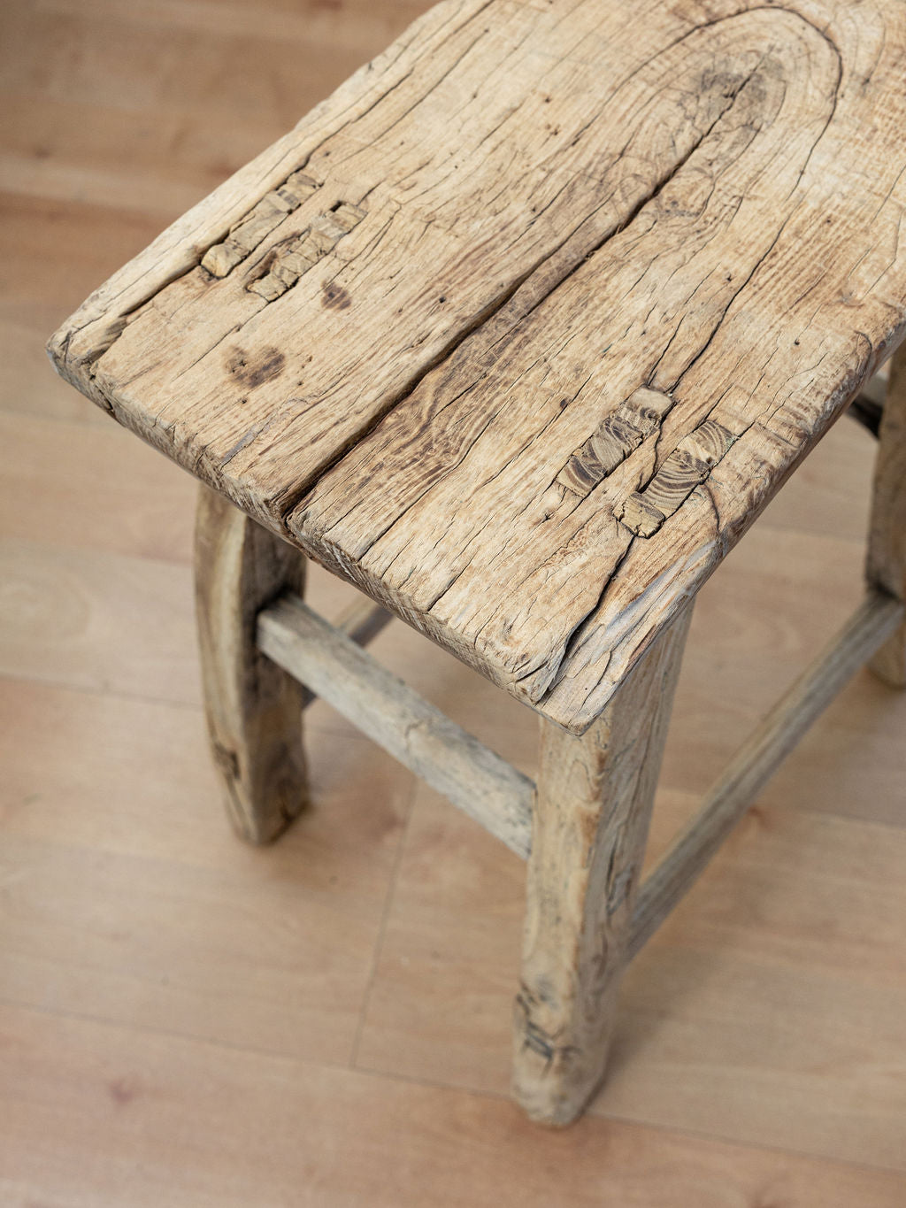 Vintage Reclaimed Tall Elm Stool (Rectangular)