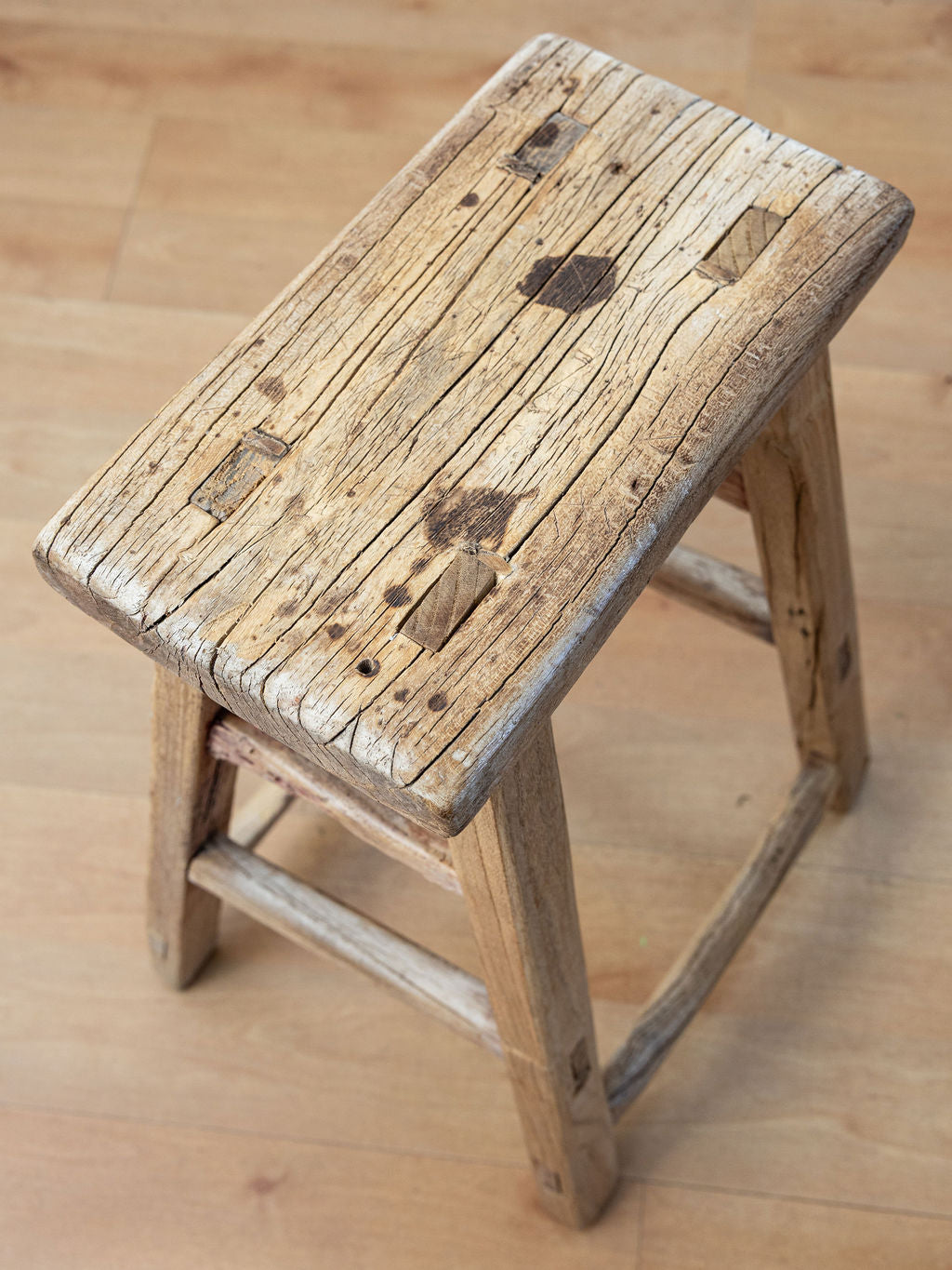Vintage Reclaimed Tall Elm Stool (Rectangular)