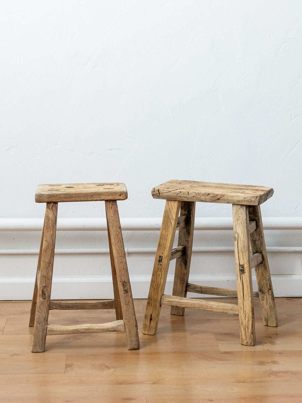Vintage Reclaimed Tall Elm Stool (Rectangular)