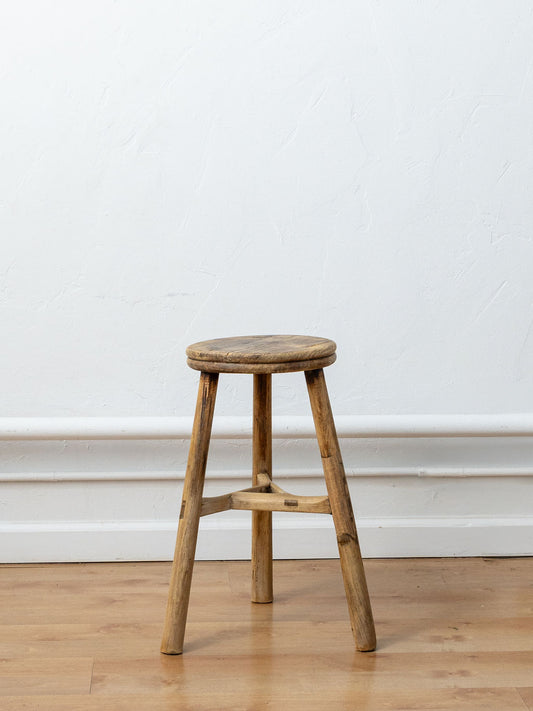 Vintage Reclaimed Tall Elm Stool (Round)