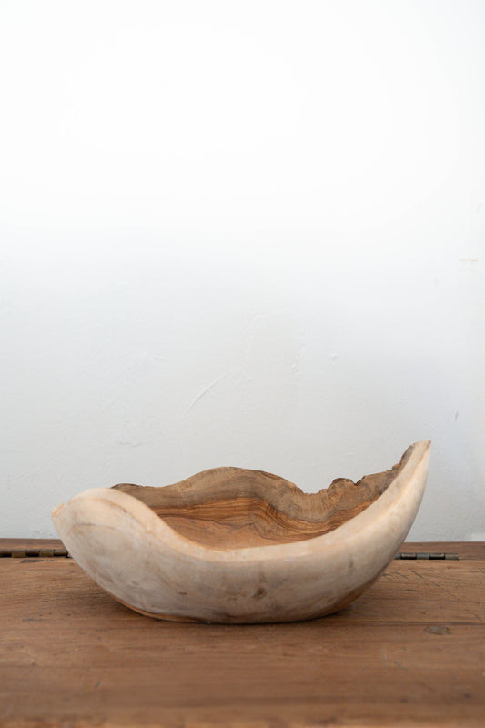 Irregular Long Olive Wood Bowl