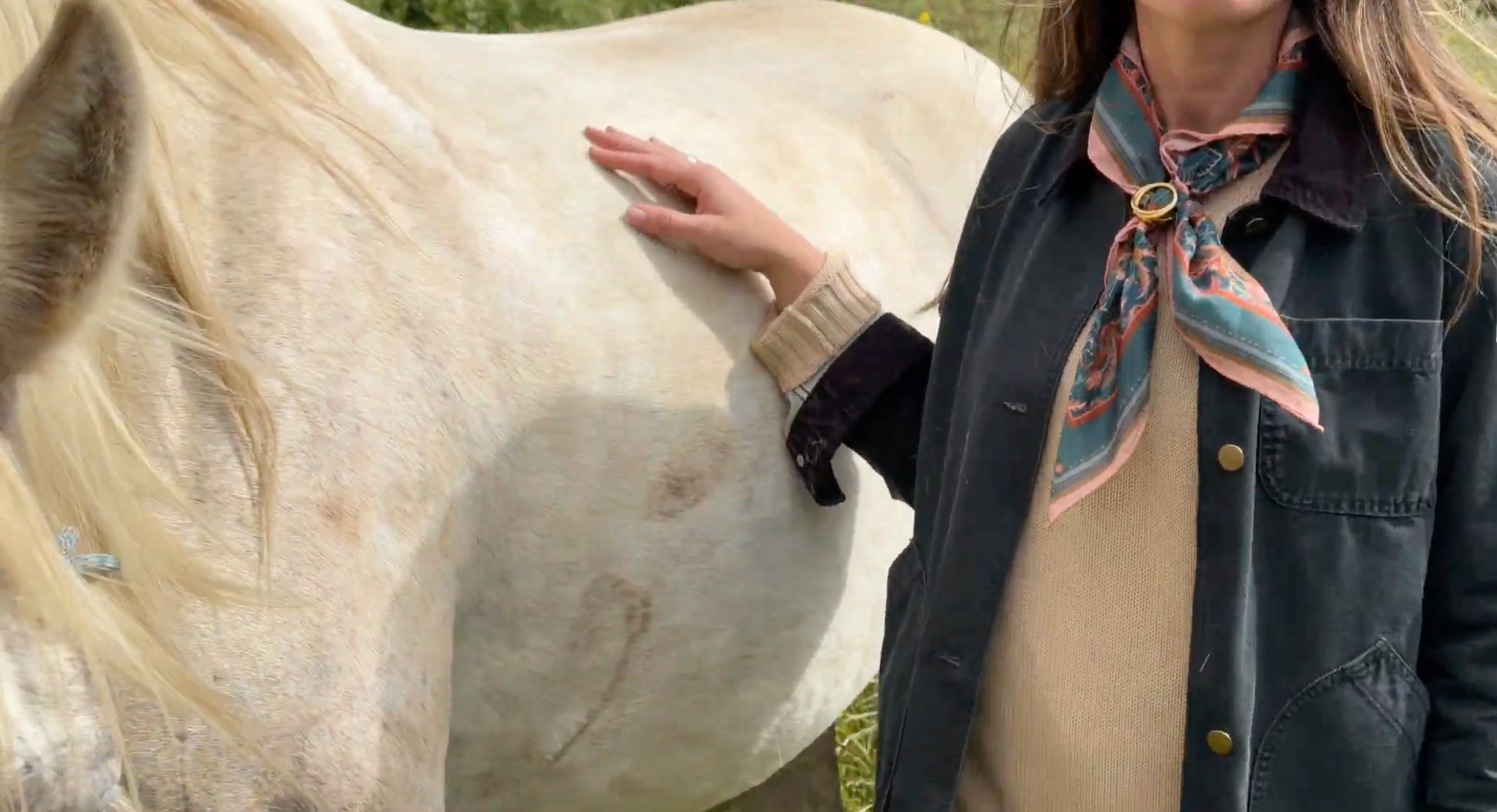 Load video: video of women wearing beautiful silk scarves in nature