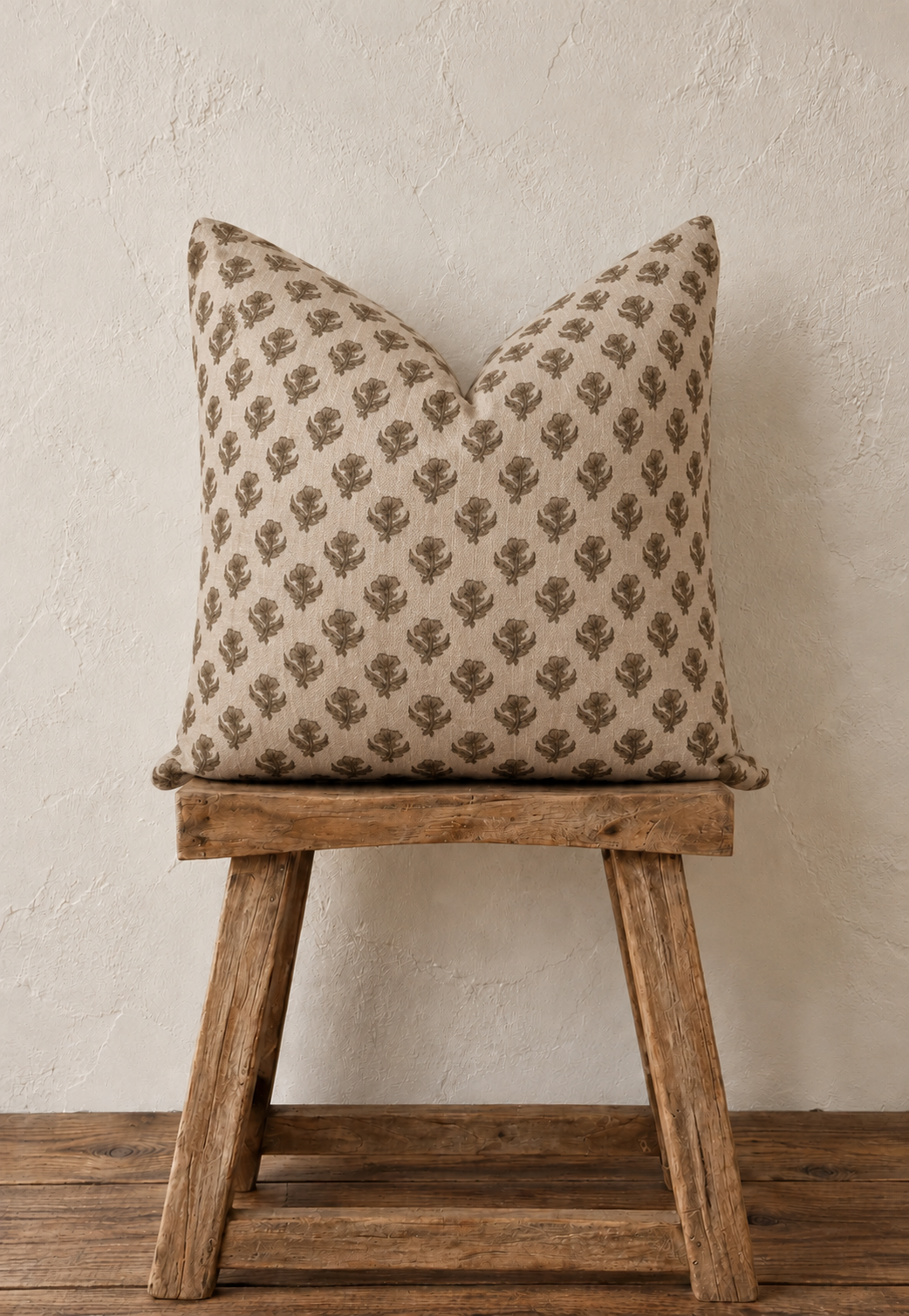 Nash Hand Block Print Linen Pillow