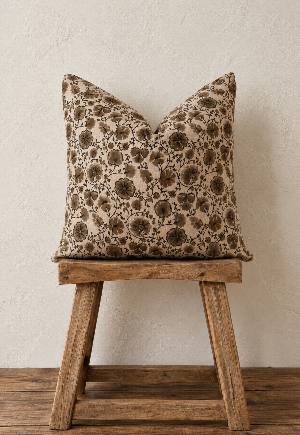 Elm Hand Block Print Floral Pillow