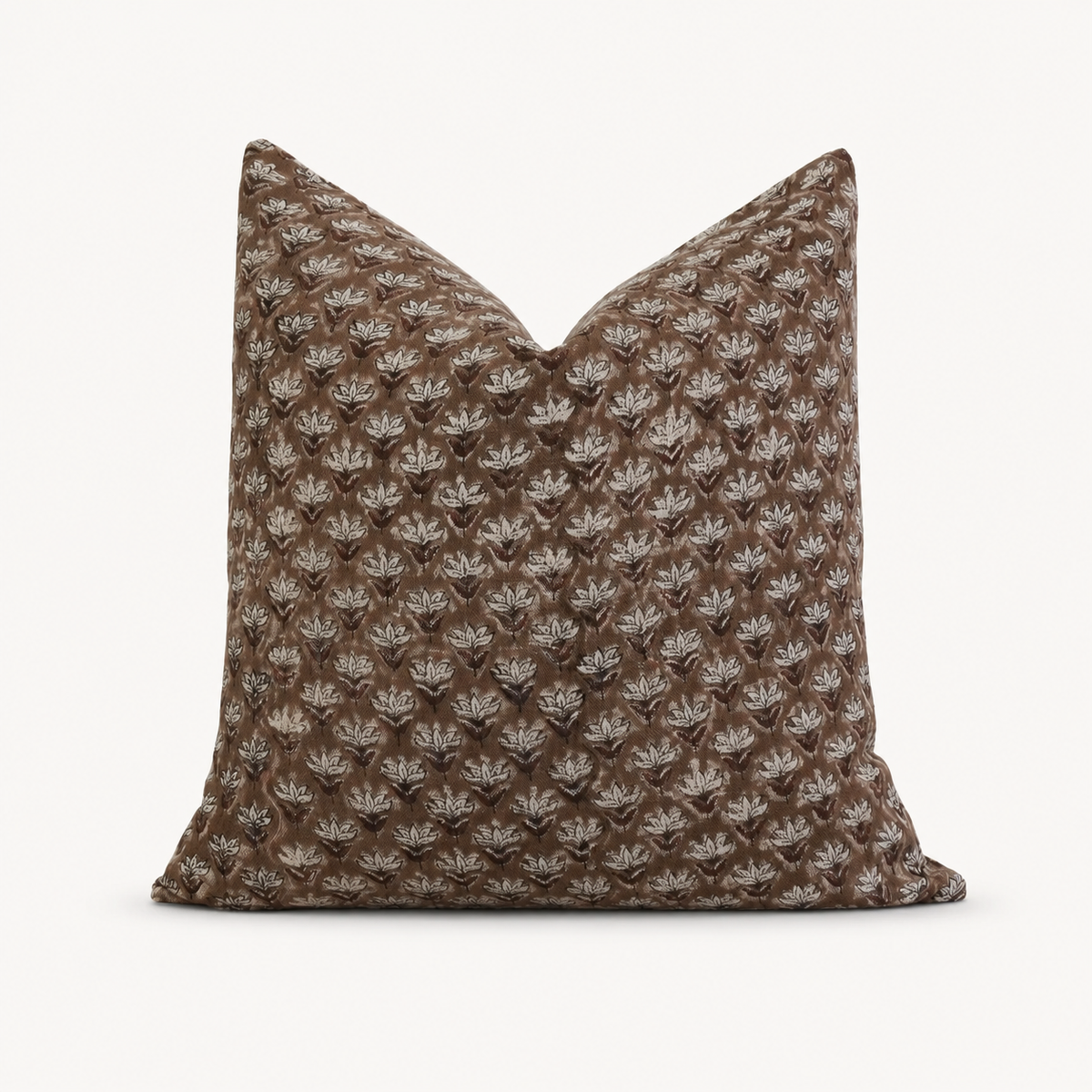 Alder Hand Block Print Floral Pillow