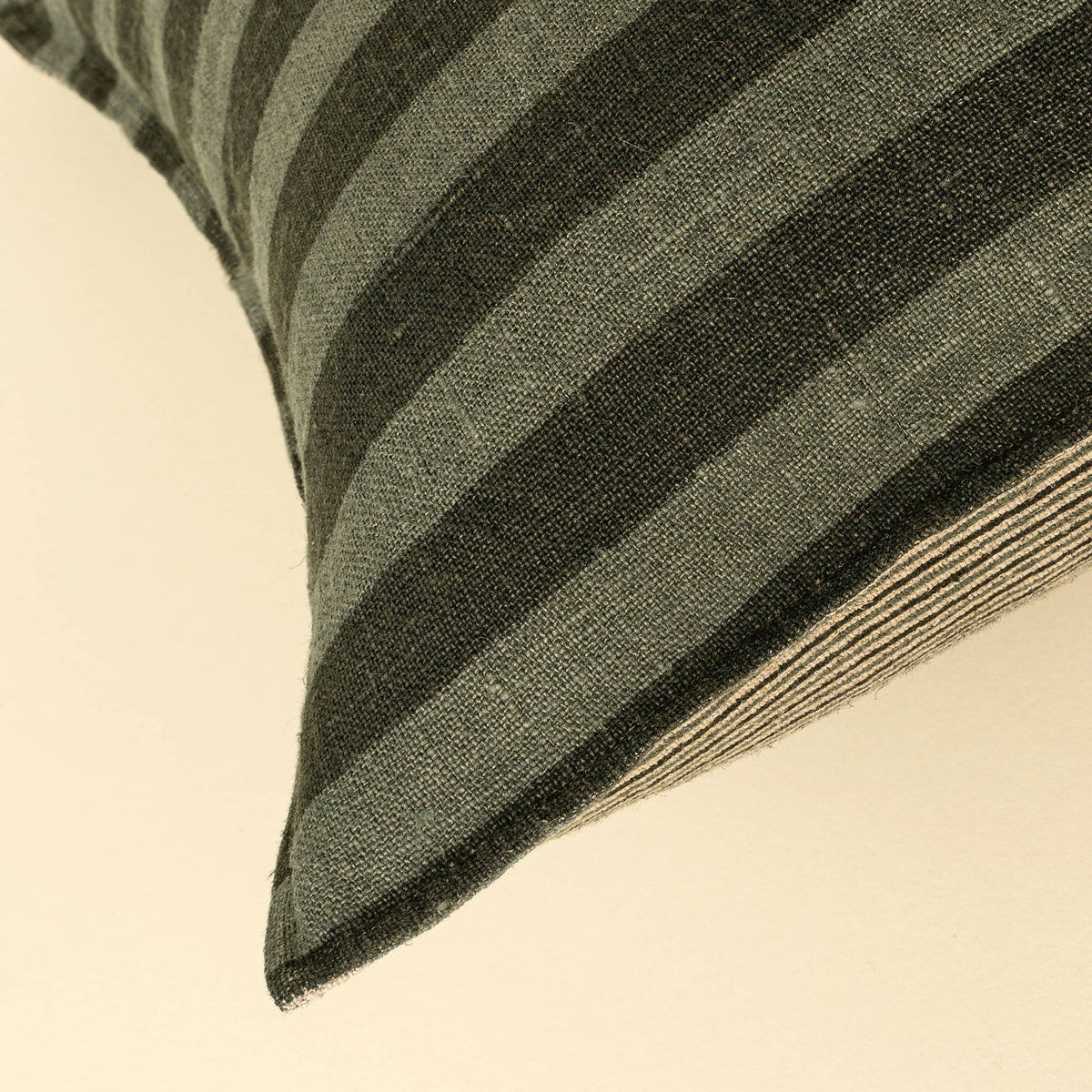 Sage Stripe Double Sided Linen Pillow